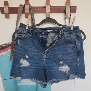 Old Navy Blue Distressed Jean Shorts High Waist